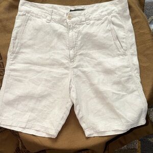 John Varvatos Cream Flat Front 100% Linen Shorts